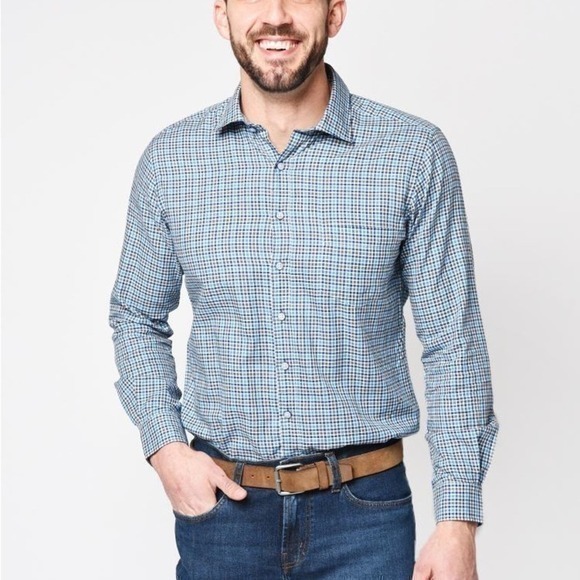 Rodd & Gunn Maxwell Long Sleeve Sports Fit Blue Plaid Button Down Shirt 3XL NWOT